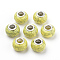 Imitation Turquoise Style Resin European Beads, Large Hole Beads, with Silver Color Plated Brass Double Cores, Rondelle, Light Khaki, 14x9.5mm, Hole: 5mm