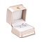 PU Leather Jewelry Box, with Resin Crown, for Ring Packaging Box, Square, Pink, 5.9x5.9x5cm