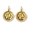 Brass Pendants, Cadmium Free & Nickel Free & Lead Free, Flat Round with Antique Golden Women, Real 18K Gold Plated, 27x19x3mm, Hole: 3x5mm