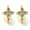 Rack Plating Brass Micro Pave Clear Cubic Zirconia Connector Charms, Long-Lasting Plated, Lead Free & Cadmium Free, Rectangle with Flower, Real 18K Gold Plated, 10x7x6.5mm, Hole: 1.4mm