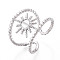 304 Stainless Steel Cuff Rings Components, Pad Ring Setting, Sun, Stainless Steel Color, Adjustable, Tray: 4mm, 16.5mm