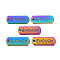 Rainbow Color Alloy Charms, Cadmium Free & Nickel Free & Lead Free, Oval with Enough, 20x8x1.5mm, Hole: 1.6mm