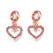 Rack Plating Alloy European Dangle Charms, with Rhinestone, Large Hole Pendants, Cadmium Free & Nickel Free & Lead Free, Rose Gold, Heart, Rose, 22.5mm, Hole: 5mm, Heart: 13x12.5x2mm