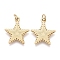 Ion Plating(IP) 304 Stainless Steel Pendants, with Jump Ring, Laser Cut, Star, Golden, 14x12x0.8mm, Jump Ring: 3.5x0.5mm, 2.5mm Inner Diameter