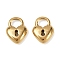 304 Stainless Steel Charms, Golden, Heart Padlock, 10.5x8x2.5mm, Hole: 3.5x3mm