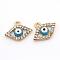 Alloy Rhinestone Pendants, Enamel Style, Evil Eye, Light Gold, 14x17x4mm, Hole: 2mm