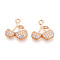 Brass Micro Pave Cubic Zirconia Pendants, Cadmium Free & Nickel Free & Lead Free, Cherry, Light Gold, 15.3x15.1x3.3mm, Hole: 1.8mm