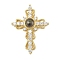 Brass Micro Pave Cubic Zirconia and Glass Pendants, Women Charms, Cross, 27.5x21x9mm, Hole: 4x2.5mm