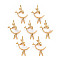 Natural Shell Pendants, with Brass Findings, Long-Lasting Plated, Cadmium Free & Lead Free, Ballet Dancer, Light Gold, 23.5x15x4.5mm, Hole: 1.8mm