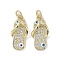 Brass Micro Pave Cubic Zirconia Pendants, Cadmium Free & Nickel Free & Lead Free, with Enamel and Jump Ring, Slipper Charms, Real 18K Gold Plated, 20x9.5x4.5mm, Hole: 3.5mm