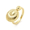 Rack Plated Brass Oval Open Cuff Ring for Women, Lead Free & Cadmium Free, Long-Lasting Plated, Real 18K Gold Plated, US Size 7(17.3mm)