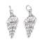 Brass Pendants, with Jump Rings, Long-Lasting Plated, Shell Shape, Real Platinum Plated, 19x8.5x5mm, Hole: 3mm