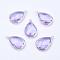 Silver Color Plated Brass Glass Teardrop Pendants, Faceted, Azure, 18x10x5mm, Hole: 2mm