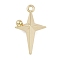 Golden Alloy Pendants, Cross, 20.5x12.5x5.5mm, Hole: 1.4mm