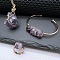 Wire Wrapped Nuggets Natural Amethyst Pendant Necklace & Cuff Bangle & Rings Sets, Alloy Jewelry Sets, Golden, 18.90~49.69 inch(480mm)