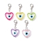 Heart with Evil Eye Resin & Acrylic Pendant Decorations, with Alloy Lobster Claw Clasps, Mixed Color, 33mm