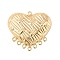 Brass Chandelier Component Links, Cadmium Free & Nickel Free & Lead Free, Textured Heart, Real 18K Gold Plated, 20x30x3.7mm, Hole: 1.6mm