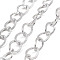 Aluminium Curb Chains, Texture, Unwelded, with Spool, Platinum, 20x15x1.7mm, about 49.21 Feet(15m)/roll