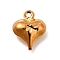 Rack Plating Brass Pendants, Long-Lasting Plated, Heart Charm, Golden, 11.5x9x4mm, Hole: 1mm