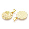 Brass Pendants, Cadmium Free & Nickel Free & Lead Free, Twelve Constellations, Flat Round, Real 18K Gold Plated, 24x20.5x2mm, Hole: 3.5x7mm