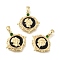 Brass Enamel Pendants, Rhombus with Human Charms, Rack Plating, Lasting Plated, Cadmium Free & Lead Free, Real 18K Gold Plated, 23.5x18.5x2mm, Hole: 4x1.5mm