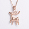 Vintage Style Stainless Steel Deer Pendant Necklaces for Women, Rose Gold