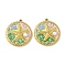 304 Stainless Steel Pendants, Round, with Enamel and Pearl, Real 18K Gold Plated, Ion Plating(IP), Starfish, 25.5x23.5x4.5mm, Hole: 1.2mm
