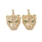 Brass Micro Pave Cubic Zirconia Pendants, Cadmium Free & Lead Free, Real 16K Gold Plated, Leopard Charms, Real 16K Gold Plated, 29x24x10mm, Hole: 7x3mm