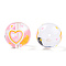 Transparent Handmade Lampwork Beads, Round with Heart Pattern, Orange, 17x16x15mm, Hole: 1.8~2mm