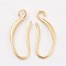 Brass Earring Hooks, with Horizontal Loop, Long-Lasting Plated, Real 18K Gold Plated, 21x9x1.5mm, Hole: 2mm, Pin: 0.7x0.8mm