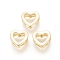 Brass Slide Charms, Long-Lasting Plated, Heart, Real 18K Gold Plated, 10x10x3.5mm, Hole: 1.5~2x3~4mm