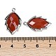 Подвески из натуральной красной яшмы в форме листа с огранкой G-I375-04P-16-3