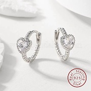 Серьги-кольца с кубическим цирконием в форме сердца AX2868-3
