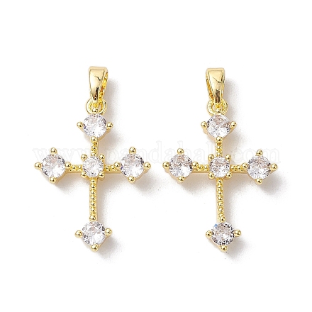 Латунные микропаве прозрачные подвески с фианитом KK-K360-18G-1