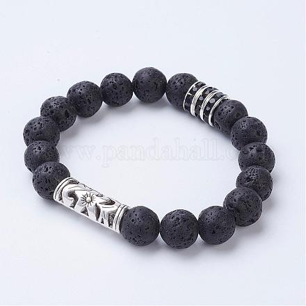 Эластичные браслеты из натурального вулканического камня BJEW-JB02757-01-1