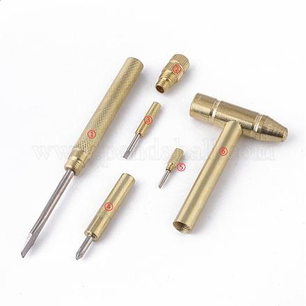 Многофункциональные латунные ручные молотки и отвертки TOOL-WH0122-05LG-1