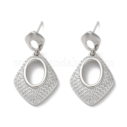 Серьги-гвоздики из латуни с паве из кубического циркония EJEW-M258-11P-1