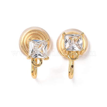 Фурнитура для ушей из латуни с микропаве из кубического циркония KK-F898-15B-G-1