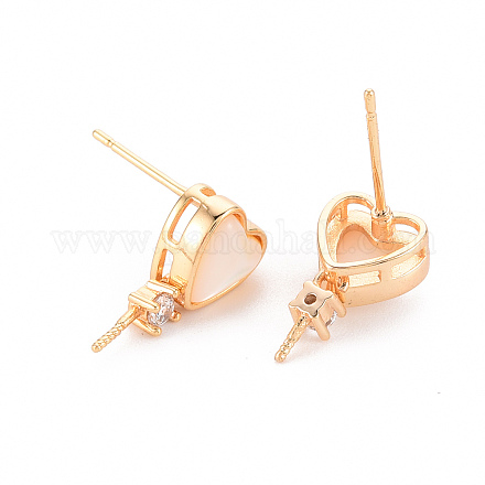 Серьги из латуни с микропейвом и прозрачным фианитом KK-T062-217G-NF-1