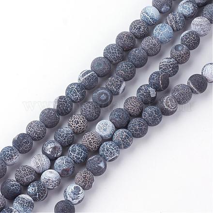 Бусы из натурального огненного агата с потрескиванием G-S216-8mm-01-1