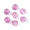 Handmade Foil Lampwork Beads, Round with Flower, Pearl Pink, 10mm, Hole: 1~1.2mm