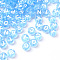 Transparent Cornflower Blue Acrylic Beads, Horizontal Hole, Mixed Letters, Flat Round with White Letter, 7x4mm, Hole: 1.5mm, 100pcs/Bag