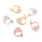 Brass Micro Pave Cubic Zirconia Charms, with Jump Rings and Enamel, Ring with Flower, Clear & White, Mixed Color, 13.5x13.5x3mm, Jump Ring: 5x0.6mm, Hole: 3.5mm