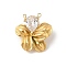 304 Stainless Steel Connector Charms, Flower Link, Ion Plating(IP), with Glass, Golden, 23.5x23x7mm, Hole: 1.4mm