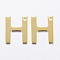 304 Stainless Steel Charms, Letter.H, Real 18K Gold Plated, 11x9x0.8mm, Hole: 1mm