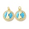 Brass Micro Pave Clear Cubic Zirconia Pendants, with Synthetic Opal and Jump Ring, Real 18K Gold Plated, Human, Flat Round, Cadmium Free & Lead Free, 18x15.5x3.5mm, Hole: 3.6mm