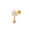 Titanium Alloy Cubic Zirconia 17 Gauge Flower Internally Threaded Labrets, Piercing Jewelry for Women Men, Golden, 8mm, Pin: 1.2mm