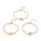 Natural Pearl Link Bracelets, Real 18K Gold Plated, with Brass Round Beads, Long-Lasting Plated, Mixed Color, 6-1/2x1/8 inch(16.5x0.3~1cm)