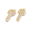Brass Micro Pave Cubic Zirconia Pendants, with Jump Rings, Long-Lasting Plated, Key, Clear, Golden, 31.5x14.5x2mm, Hole: 4mm