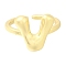 Rack Plating Brass Open Cuff Rings, Long-Lasting Plated, Letter, Letter V, 14mm
